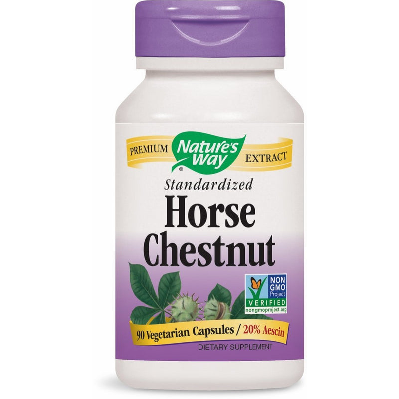 Nature's Way Standardized Horse Chestnut; 20% Aescin per serving; TRU-ID Certified; Non-GMO Project; Vegetarian; 90 Vegetarian Capsules