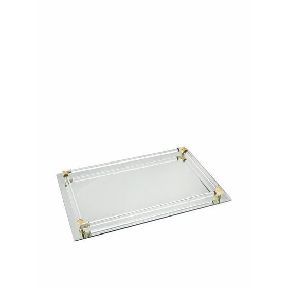 Studio Silversmith Mirror Vanity Tray with Gold Plated Accents 8 X 11 - Inches