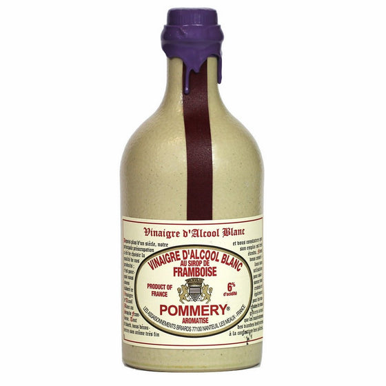 Pommery Aged White Wine Raspberry Flavored Vinegar in Stone Crock Bottle with Wax Seal 16 Oz