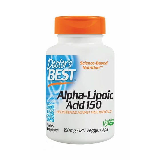 Doctor's Best Alpha-Lipoic Acid, Non-GMO, Vegan, Gluten Free, Soy Free, Promotes Healthy Blood Sugar, 150 mg 120 Veggie Caps