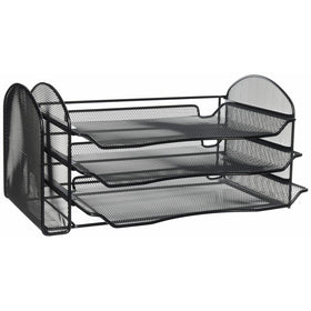 Safco Products 3265BL Onyx Mesh Desktop Organizer with 1 Vertical/3 Horizontal Sections, Black