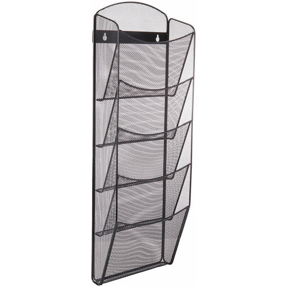 Safco Products 5578BL Onyx Mesh Magazine Wall Rack, 5 Pocket, Black