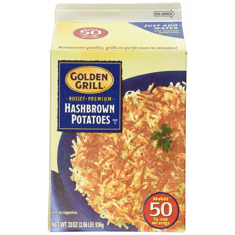 GOLDEN GRILL Russet Premium Hashbrown Potatoes 33 oz. Makes 50 Servings