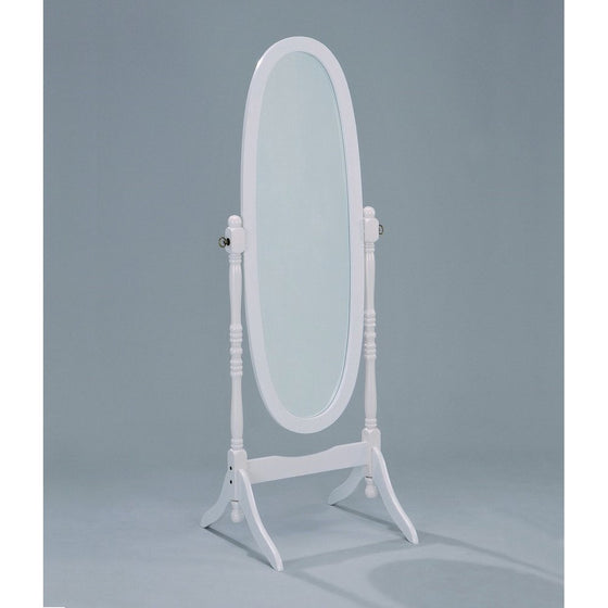 Adela White Finish Wood Cheval Mirror by Crown Mark