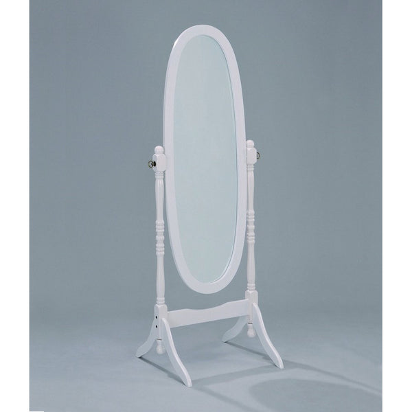 Adela White Finish Wood Cheval Mirror by Crown Mark