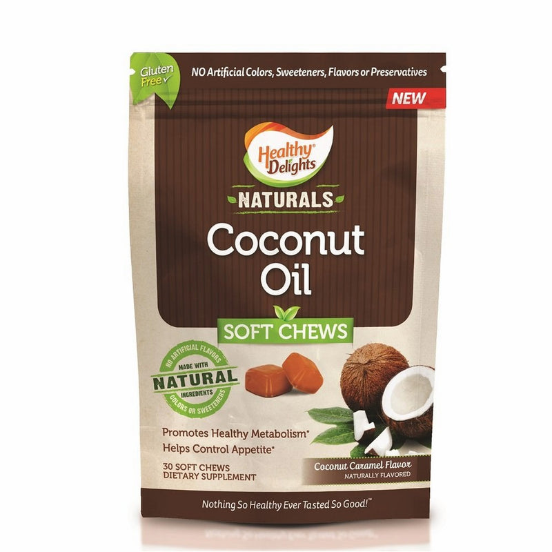 Healthy Delights Naturals, Coconut Oil Soft Chews, 500 mg of Coconut Oil, Controls Appetite, Promotes Healthy Metabolism, Delicious Coconut Flavor, 30 Count