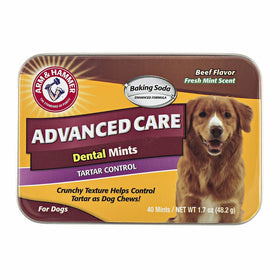 Arm & Hammer Dog Dental Care Tartar Control Dental Mints for Dogs | Reduces Plaque & Tartar Buildup Without Brushing, 1.7 ounces (40 Pcs), Beef Flavor