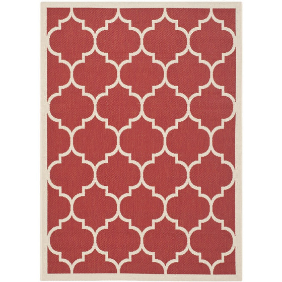 Safavieh Courtyard Collection CY6914-248 Red and Bone Indoor/Outdoor Area Rug (4' x 5'7")