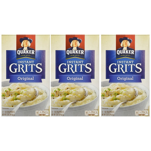 Quaker, Instant Grits, Original, 12 Count, 12oz Box (Pack of 3)