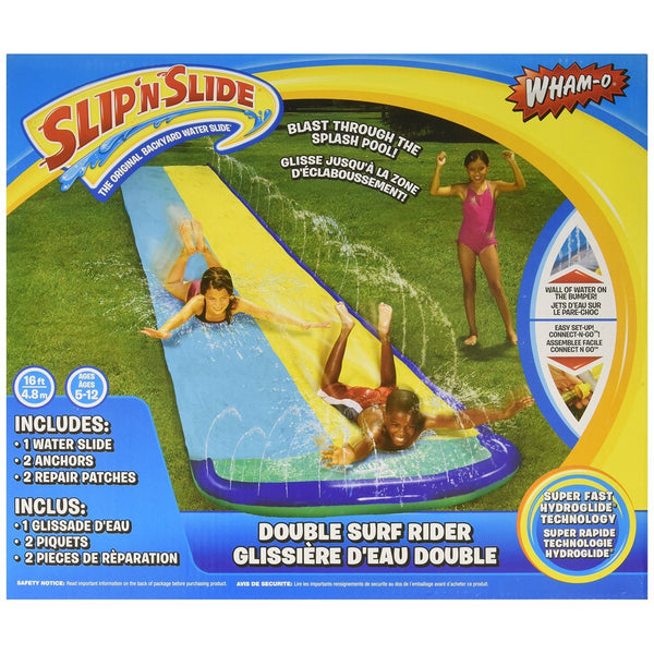 Wham-O Double Surf Rider Slide! Slip N Slide Blast Through Splash Pool Wall of Water on the Bumper