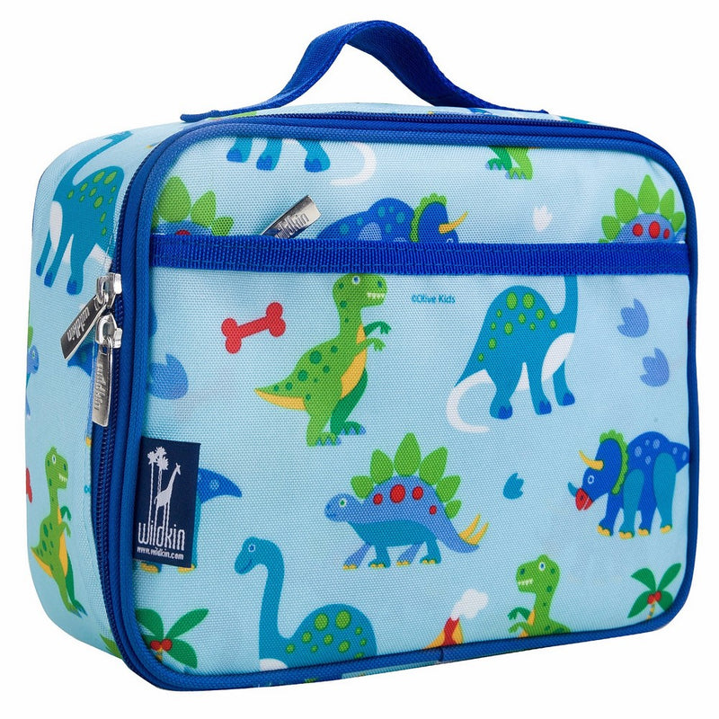 Wildkin Lunch Box, Insulated, Moisture Resistant, and Easy to Clean with Extras for Quick and Simple Organization, Ages 3, Perfect for Kids or On-The-Go Parents, Olive Kids Design, Dinosaur Land