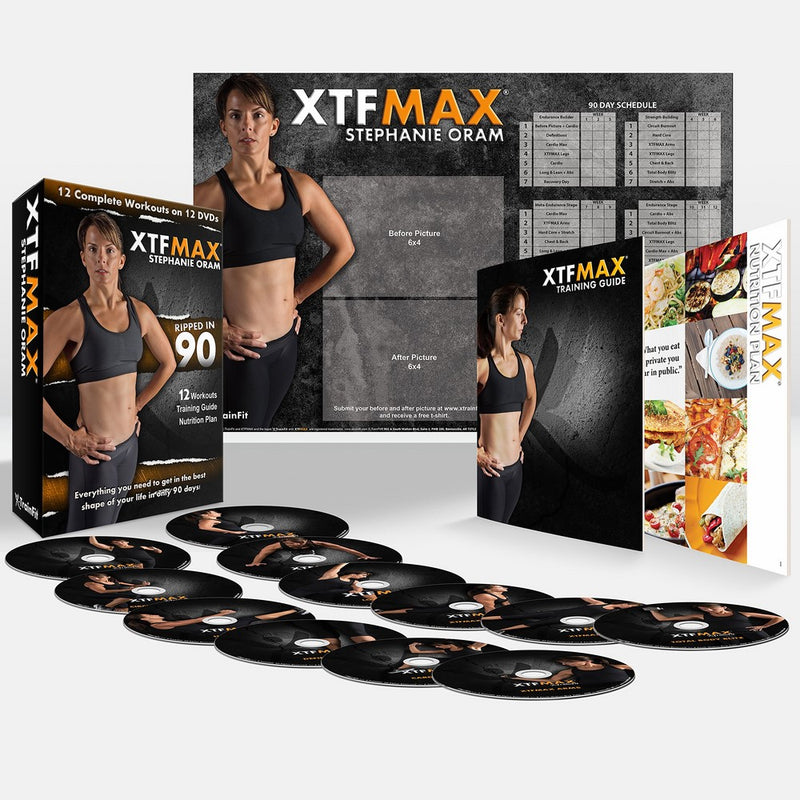 XTFMAX: 90 Day DVD Workout Program with 12 Exercise Videos  Training Calendar & Fitness Guide and Nutrition Plan