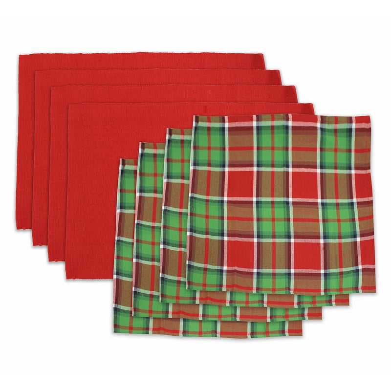 Homewear 8-Pc. Set of Festive Plaid Holiday Napkins and Red Placemats (4 of each)
