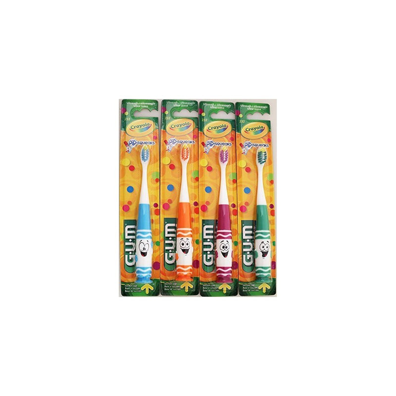 GUM Crayola Pip-Squeaks Kids Toothbrush - Ultrasoft (4 Pack - 1 of Each Character)