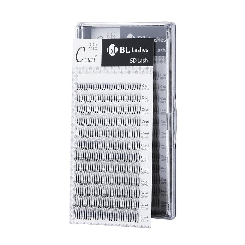 Blink Eyelash Extension MINK MIX 5D Volume Lash J/B/C/D Curl Thickness 0.07mm Length 714mm Mixed (C CurlX0.07mm)