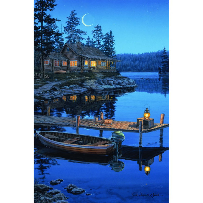 River's Edge "Crescent Bay Moon" by Darrell Bush LED Lighted Gallery Wrapped Canvas Art, 24" X 16"