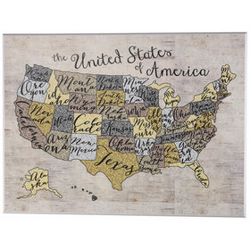 The Kids Room by Stupell United States Map Typography Art Wall Plaque, 11 x 0.5 x 15, Proudly Made in USA