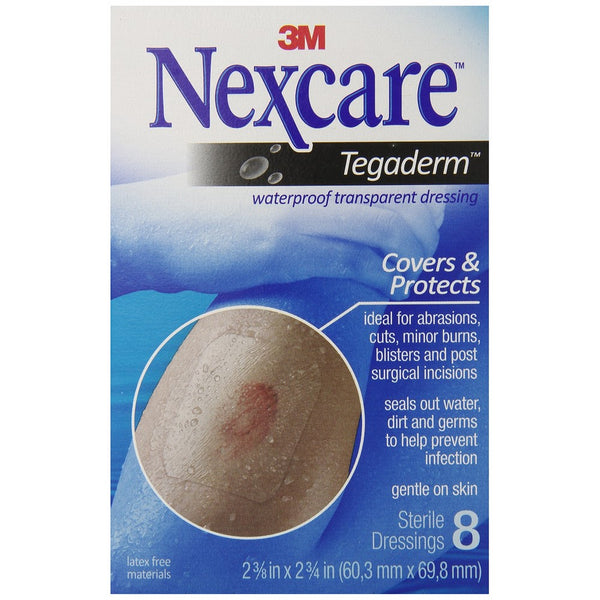 Nexcare Tegaderm Waterproof Transparent Dressing, Flexible and Breathable, Post-Surgical Incisions, 2-3/8-Inches X 2-3/4-Inches, 8 Count