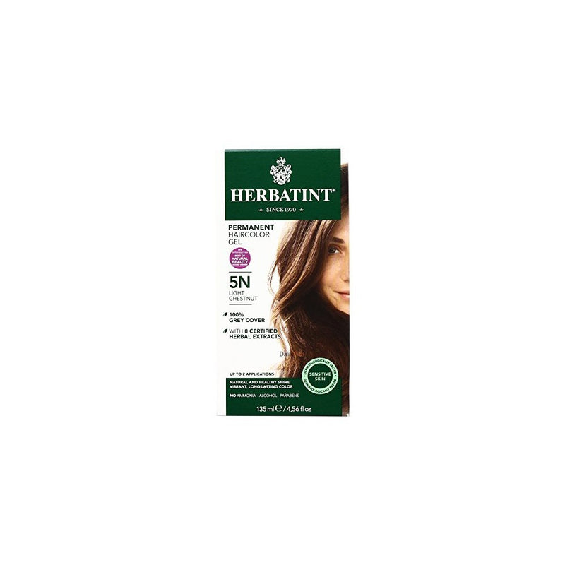 Herbatint Permanent Herbal Haircolor Gel, 5N Light Chestnut, 4.56 Ounce