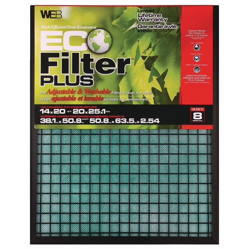 WEB Eco Filter Plus Adjustable Air Filter 14x20x1 up to 20x25x1