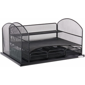 Safco Products 3252BL Onyx Mesh Desktop Organizer with 3 Drawers, Black