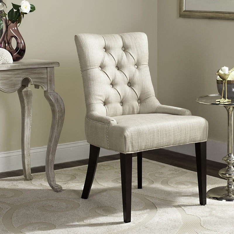 Safavieh Mercer Collection Erica Button-Tufted Side Chair, Khaki Grey