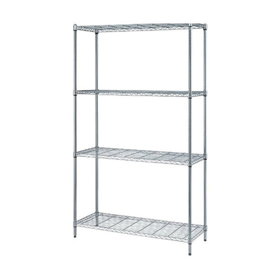 Quantum Storage 4-Shelf Wire Shelving Unit, 300 lb. Load Capacity per Shelf, 72" H x 42" W x 24" D, Chrome Finish