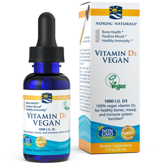 Nordic Naturals - Vitamin D3 Vegan, Healthy Bones, Mood, and Immune System Function, 1 Ounce