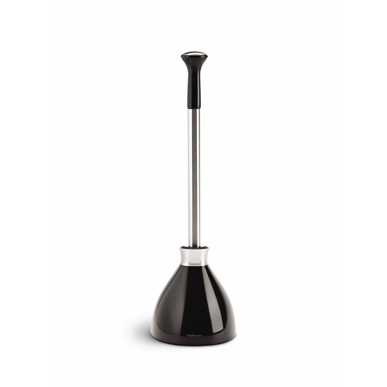 simplehuman Toilet Plunger with Holder, Stainless Steel, Black