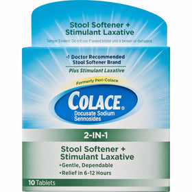 Colace 2-in-1 Tablets Stool Softener & Stimulant Laxative, 10-Count Tablets (packaging may vary)