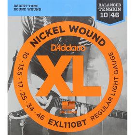 D'Addario EXL110BT Nickel Wound Electric Guitar Strings, Balanced Tension Regular Light, 10-46
