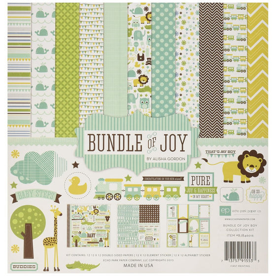 Echo Park Paper BJB46016 Bundle of Joy Boy Collection Scrapbooking Kit