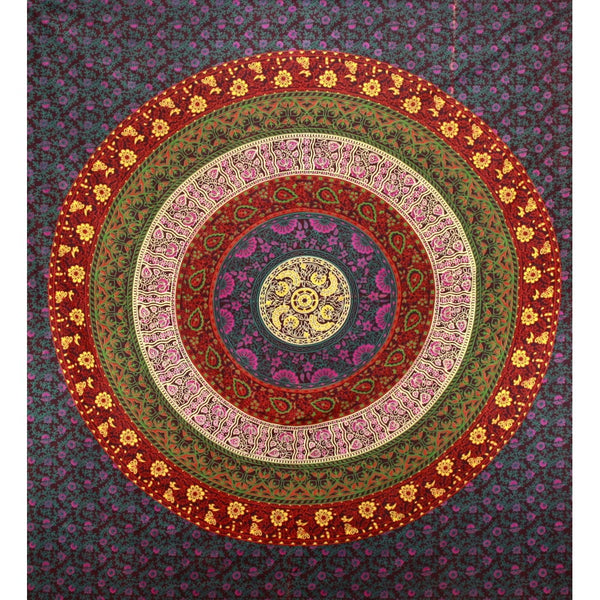 Sunshine Joy Circle Of Flowers Barhmeri Indian Tapestry - Beach Sheet - Hanging Wall Art (85X100 inches)