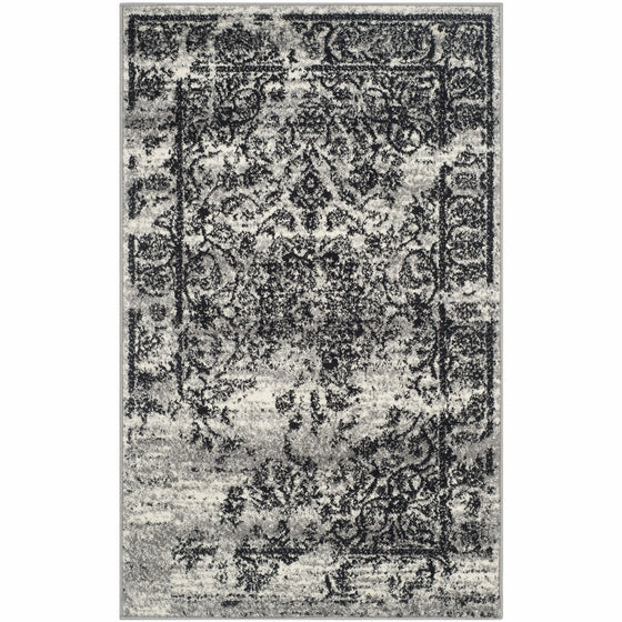 Safavieh Adirondack Collection ADR101A Silver and Black Oriental Vintage Distressed Area Rug (2'6" x 4')