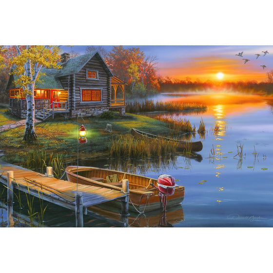 River's Edge "Autumn at the Lake" by Darrell Bush LED Lighted Gallery Wrapped Canvas Art, 24" X 16"