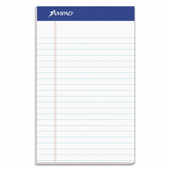 Ampad TOP20154 20-154 Evidence Recycled Perf 5x8 Medium Ruled Pads, Margin, White, 50 Sheets, Dozen