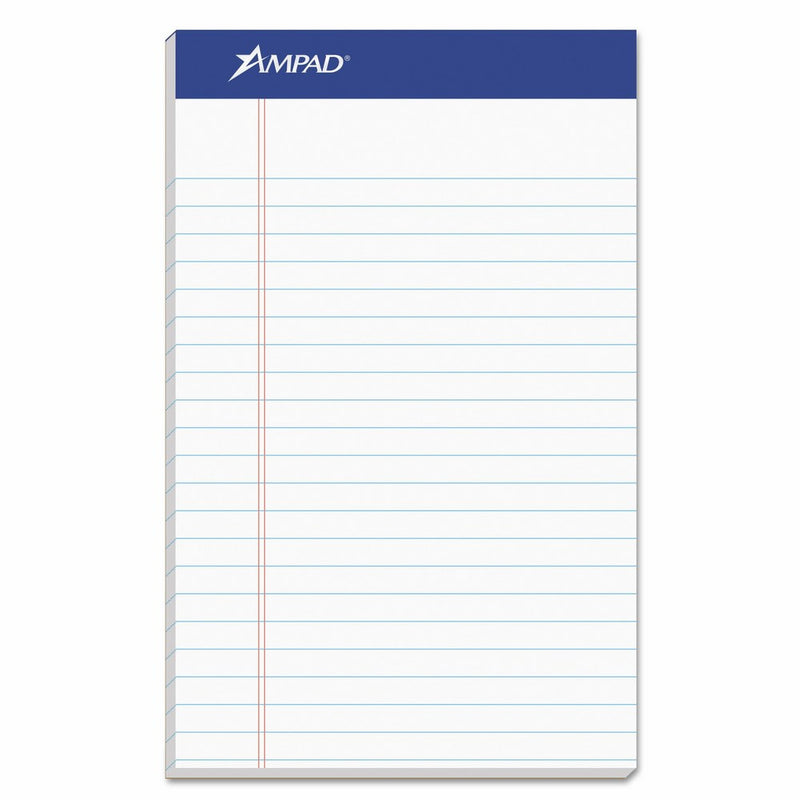 Ampad TOP20154 20-154 Evidence Recycled Perf 5x8 Medium Ruled Pads, Margin, White, 50 Sheets, Dozen