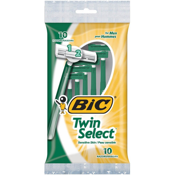 BIC Twin Select Twin Blade Shaver, Men, 10-Count (Packs of 12)