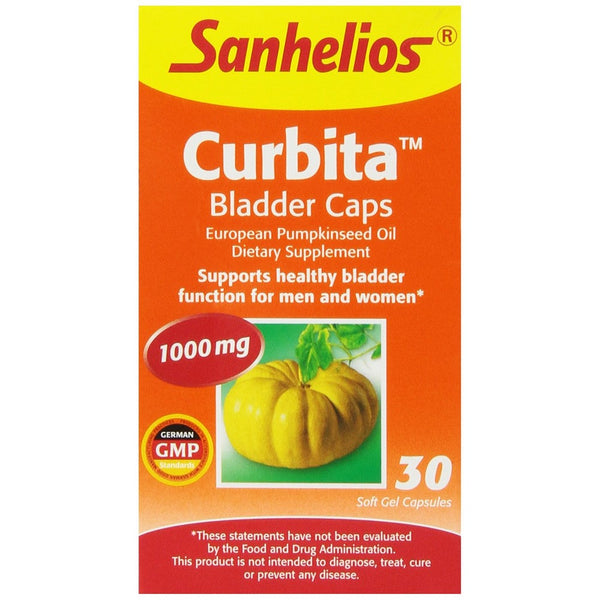 Sanhelios Curbita Bladder Caps, European Pumpkin Seed Oil Dietary Supplement, 1000mg (30 Softgels)