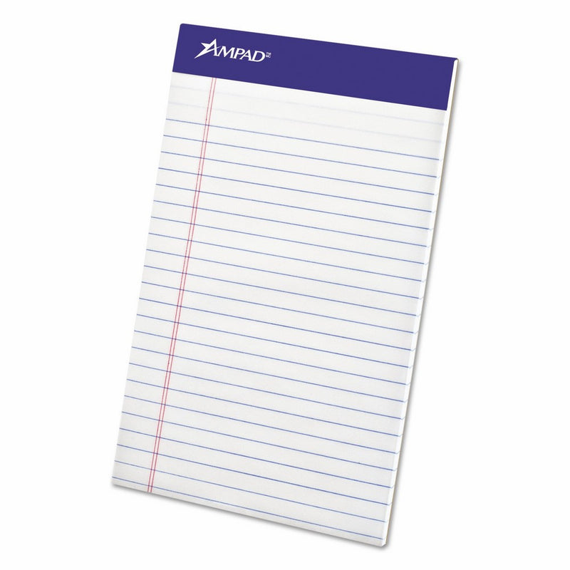 Ampad 20-304 Medium Rule Writing Pads, Red Margin, 5x8 Inches, Canary, 50 Sheets (Pack of 12)