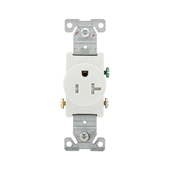 Eaton TR1877W-BXSP 20-Amp 125-volt Heavy-Duty Grade Straight Blade Single Receptacle, 5-20R Nema Rating, White