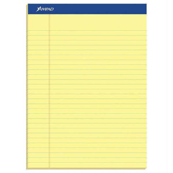 AmpadPerforated Pad, Size 8-1/2 x 11-3/4, Canary Yellow Paper , Legal Ruling, 50 Sheets Per Pad (20-260)