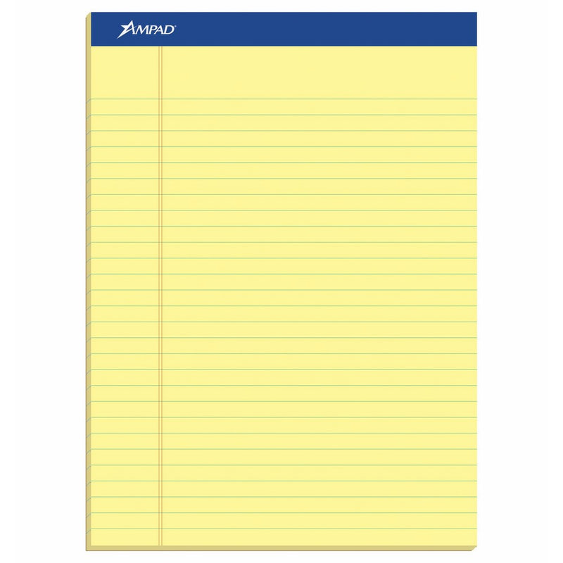 AmpadPerforated Pad, Size 8-1/2 x 11-3/4, Canary Yellow Paper , Legal Ruling, 50 Sheets Per Pad (20-260)