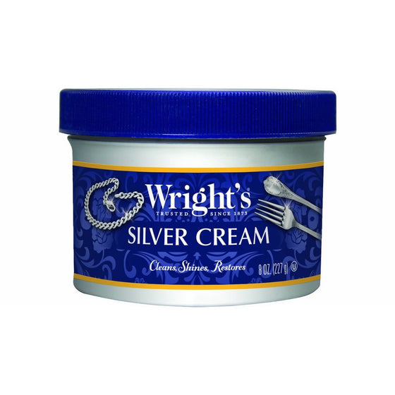 Wright's Silver Polishing Cream, 3-in-1, All-Purpose, Remove Tarnish, Clean, Shine and Protect All Silver, Pewter, Stainless Steel, Porcelain, Auto Chrome, 8 Oz