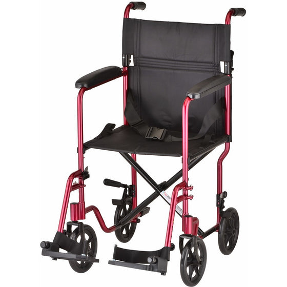 NOVA Medical Products 19" Lightweight Transport/Wheelchair, Red