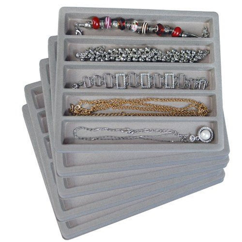 FindingKing 5 Gray 5 Slot 1/2 Size Jewelry Display Tray Inserts