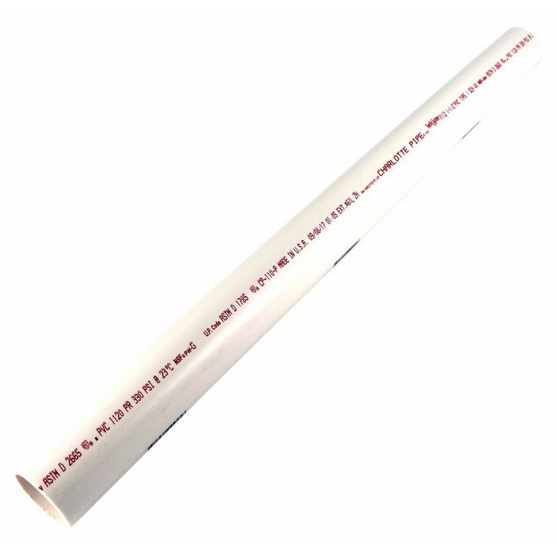 Charlotte Pipe PVC 071120200 DWV SCH 40 PE Pipe, 2', PVC, 1.5", White