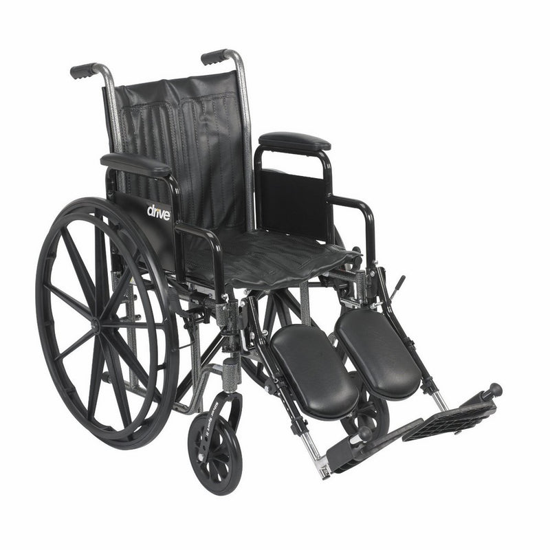 Drive Medical Silver Sport 2 Wheelchair with Various Arms Styles and Front Rigging Options, Black, 18"