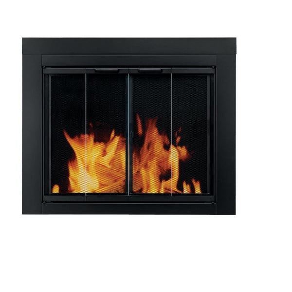 Pleasant Hearth AT-1002 Ascot Fireplace Glass Door, Black, Large