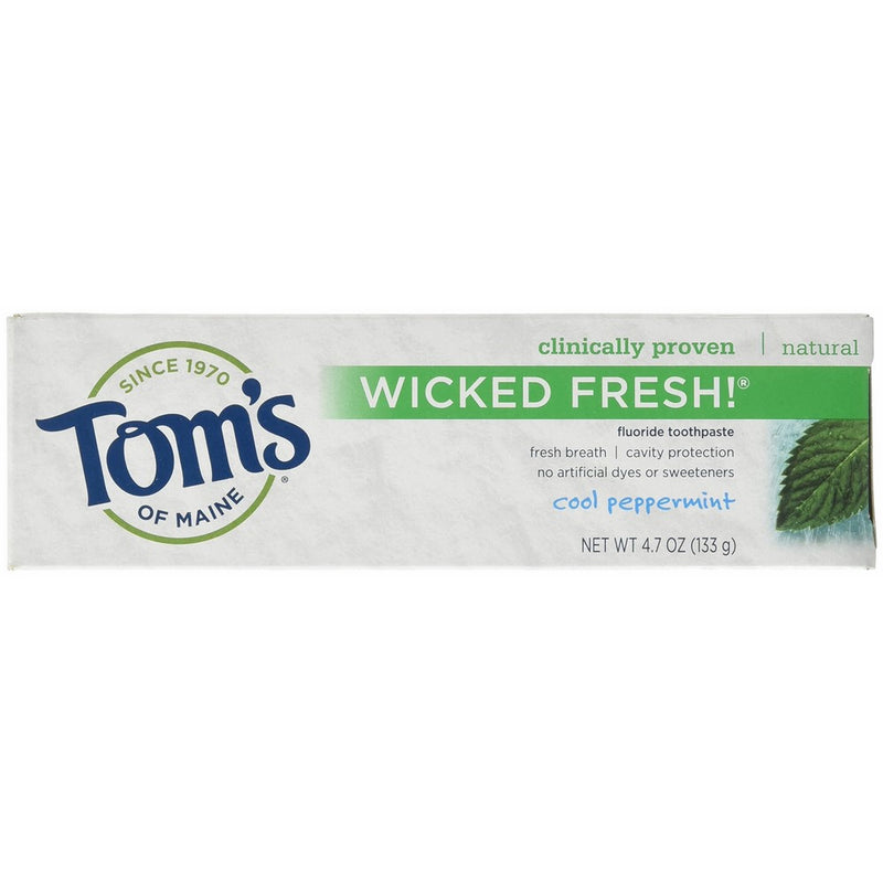 Tom's of Maine Natural Wicked Fresh Fluoride Toothpaste Cool Peppermint 4.70 oz (Pack of 6)